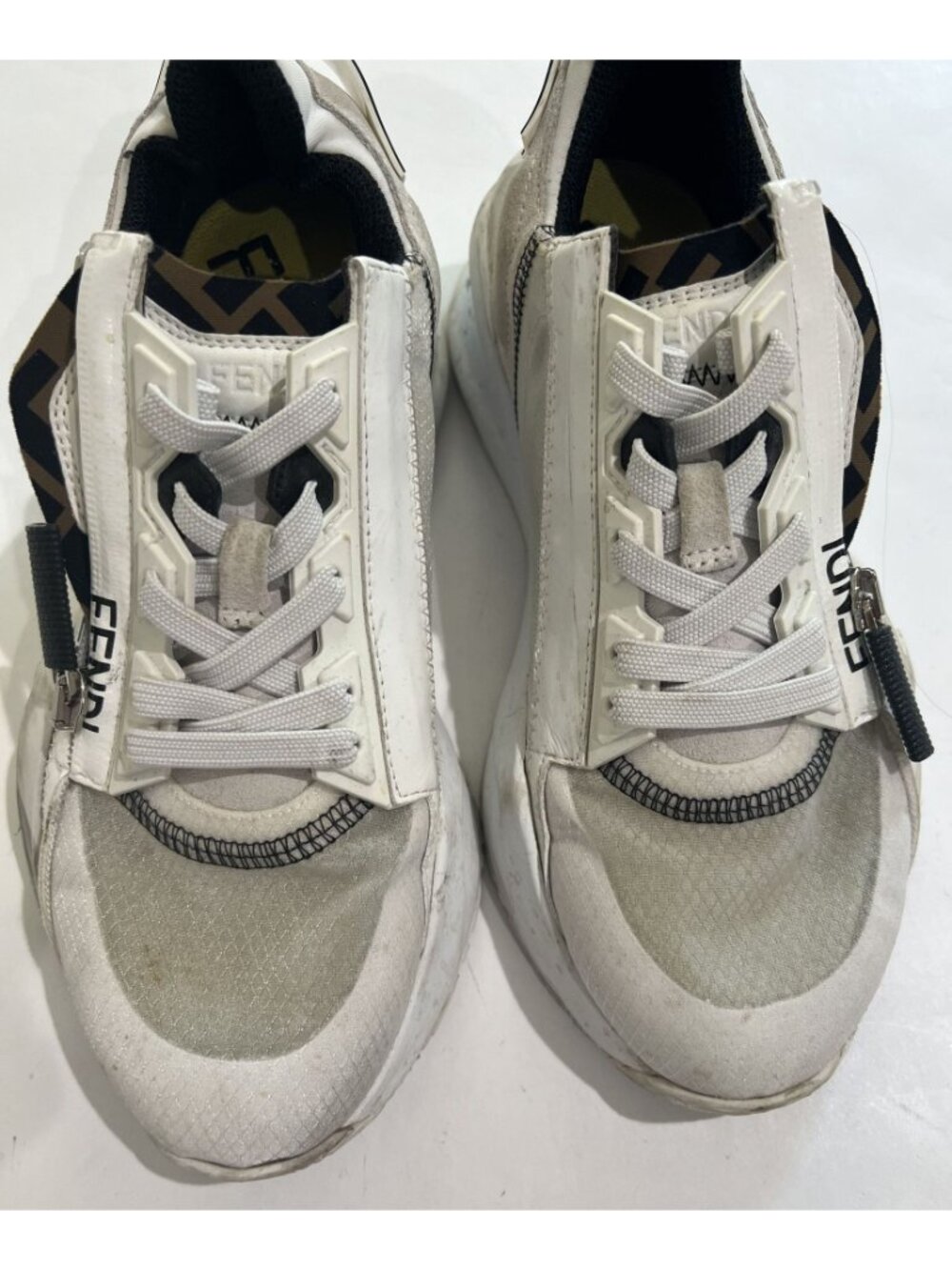 Fendi Flow Suede Sneakers in White - Picture 3 of 7